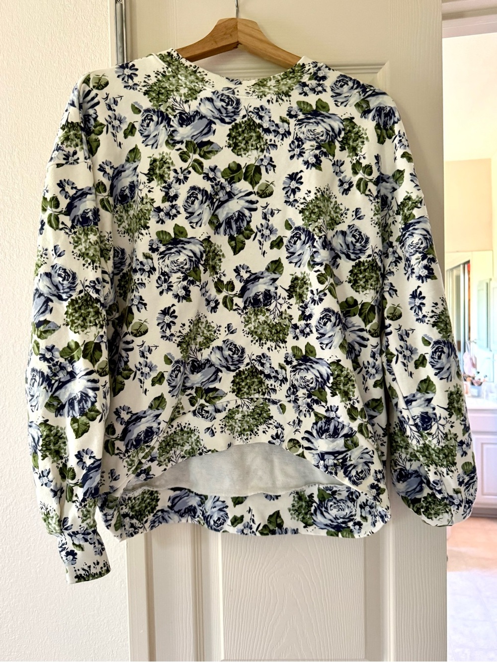 Levi's White Floral Crewneck with Navy & Green Print
